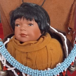 Porcelain American Indian Papoose 18 in tall